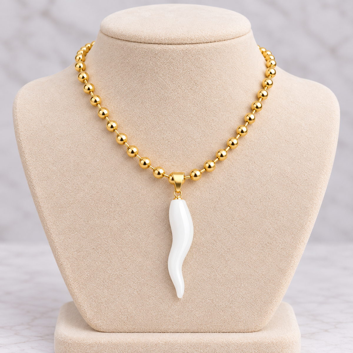 Vintage 18K Gold-Plated Gold-Plated Copper Beaded Necklace