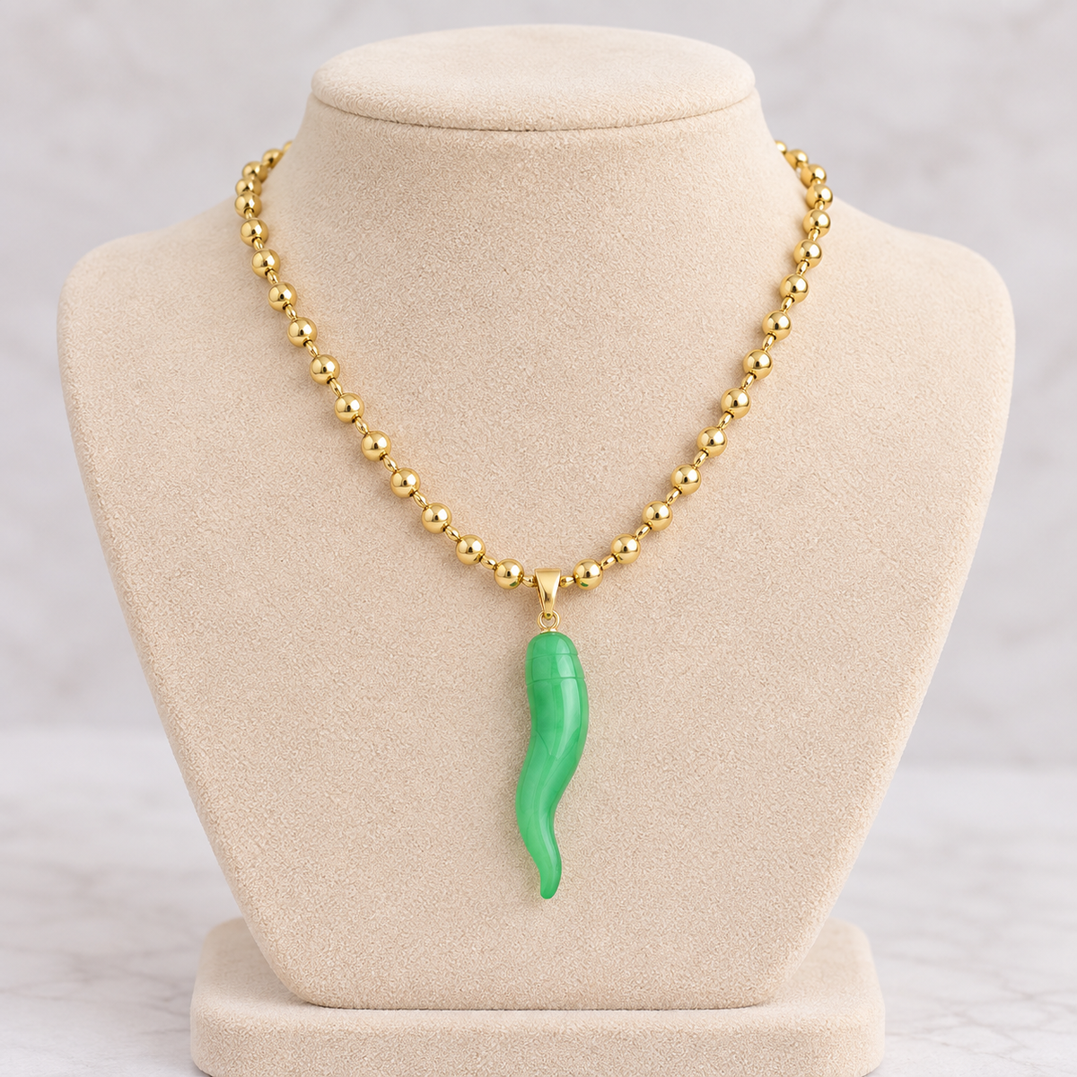 Vintage 18K Gold-Plated Gold-Plated Copper Beaded Necklace
