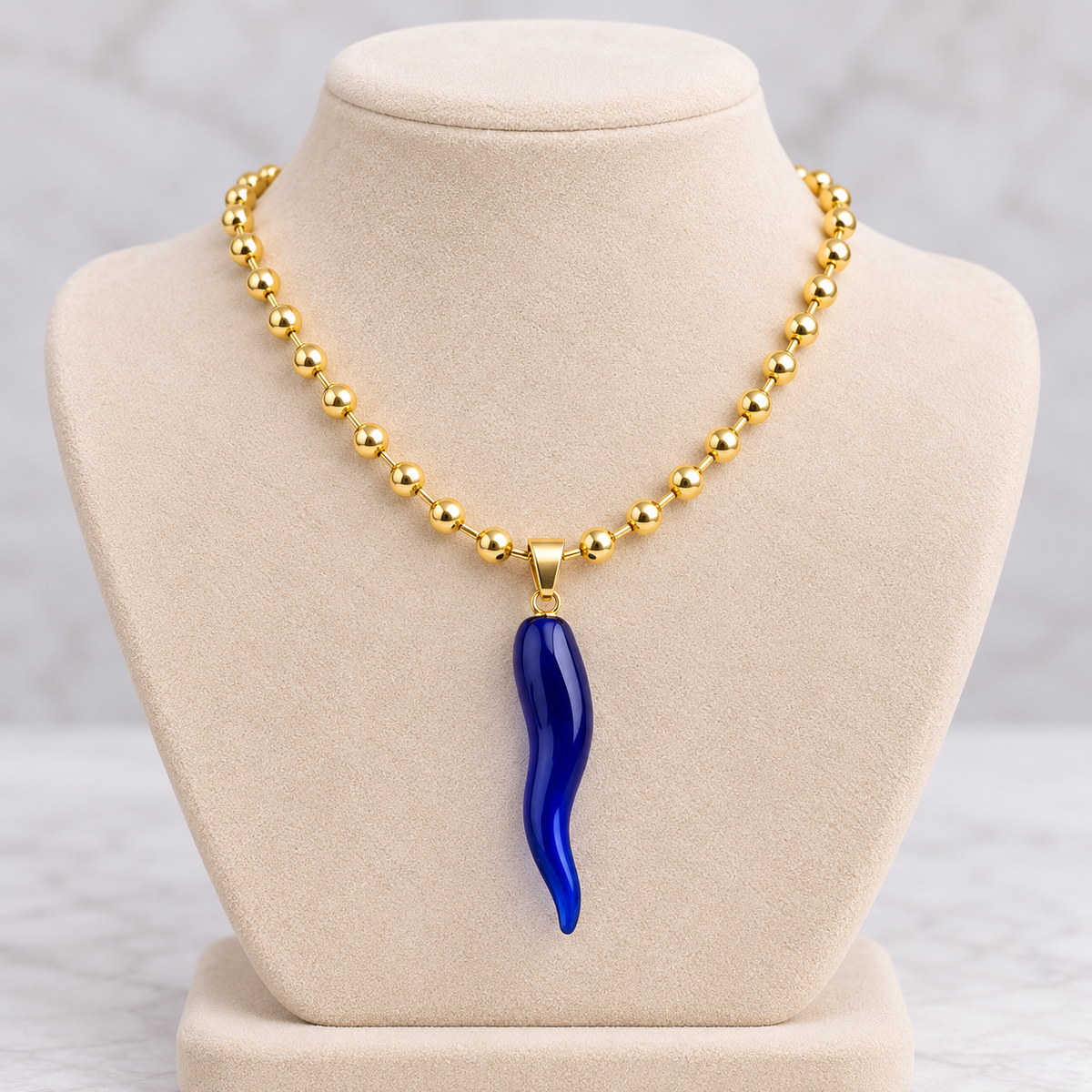 Vintage 18K Gold-Plated Gold-Plated Copper Beaded Necklace