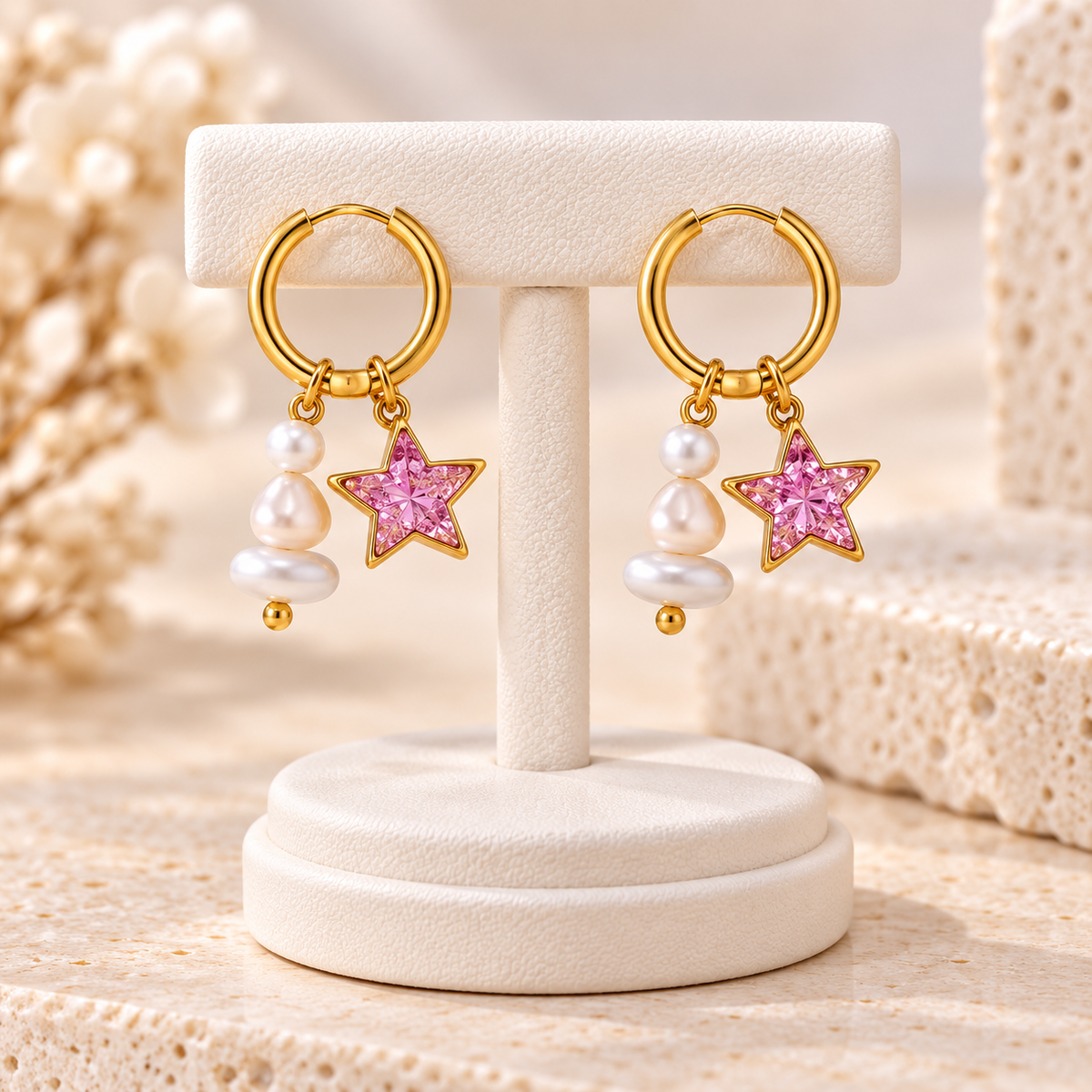 Vintage Stainless Steel Freshwater Pearl Earrings