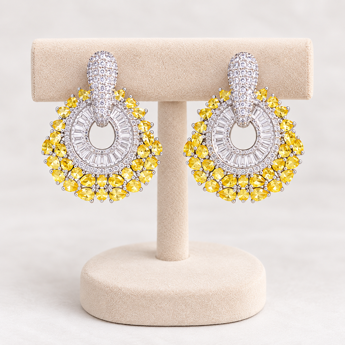 Water Drop Silver-Plated Copper Zircon Earrings
