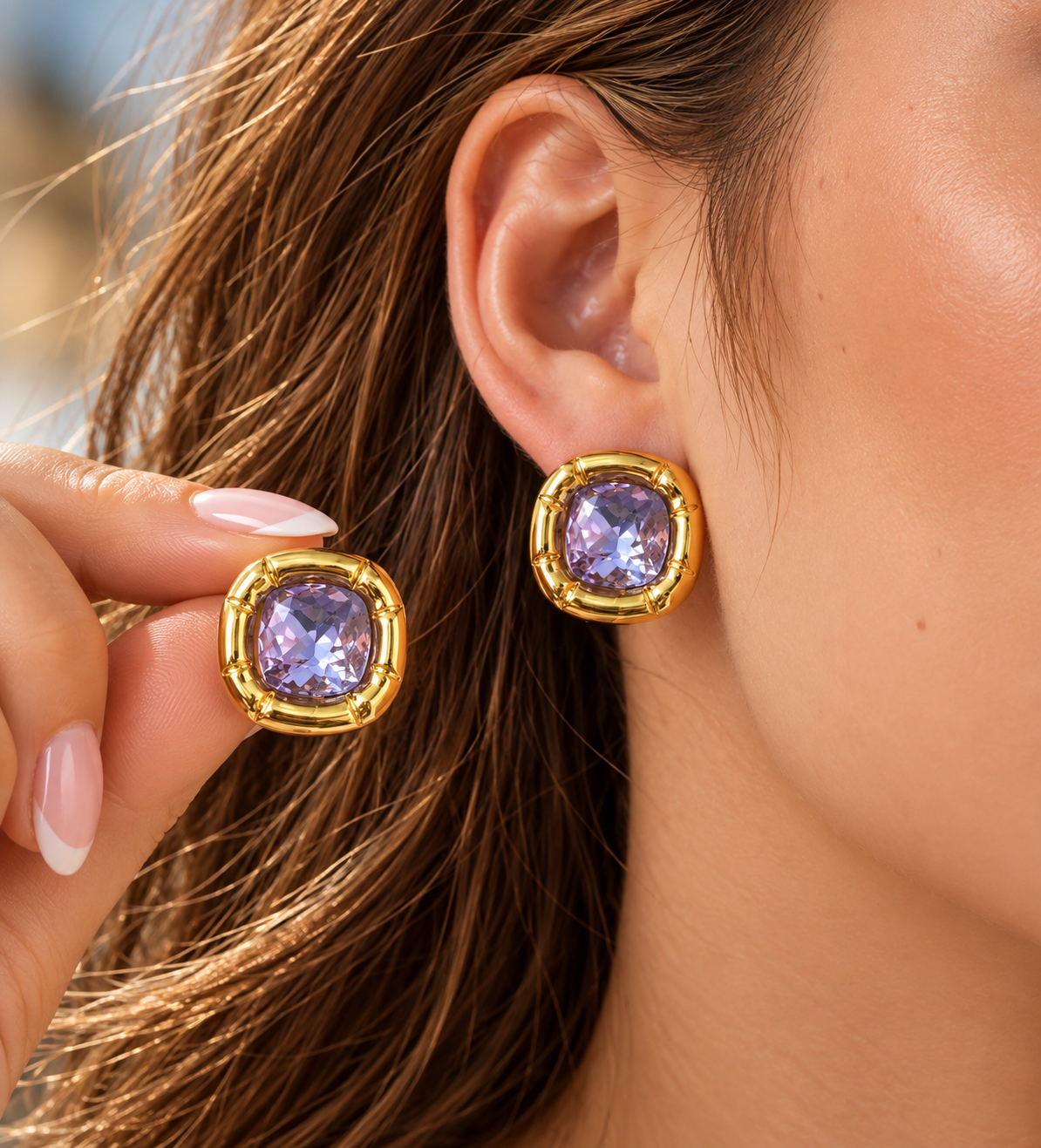 Stainless-Steel-Plated Stud Earrings