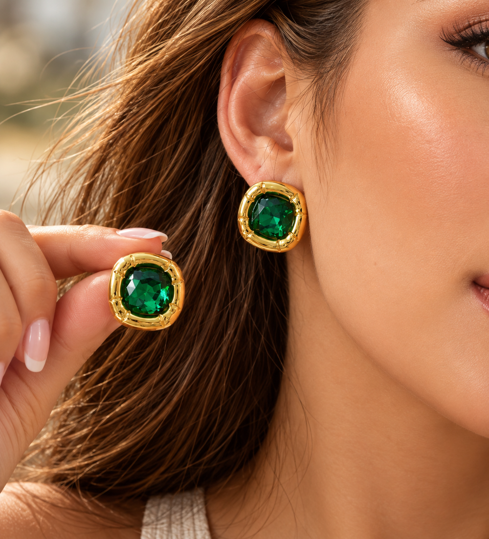 Stainless-Steel-Plated Stud Earrings