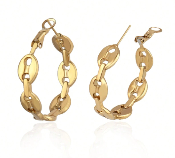 Gold-Tone Stainless Steel Coffee-Bean Earrings