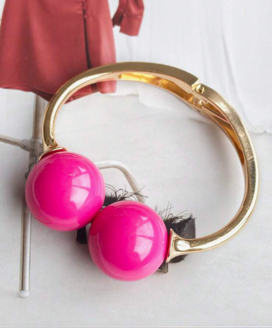 Gold-Plated Double-Ball Bracelet — Green
