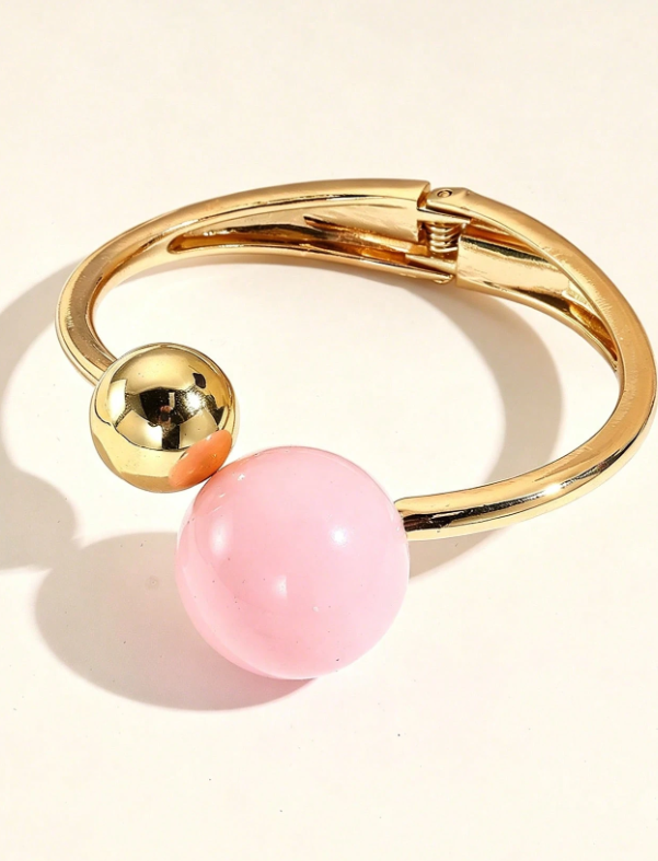 Gold-Plated Double-Ball Bracelet — Green