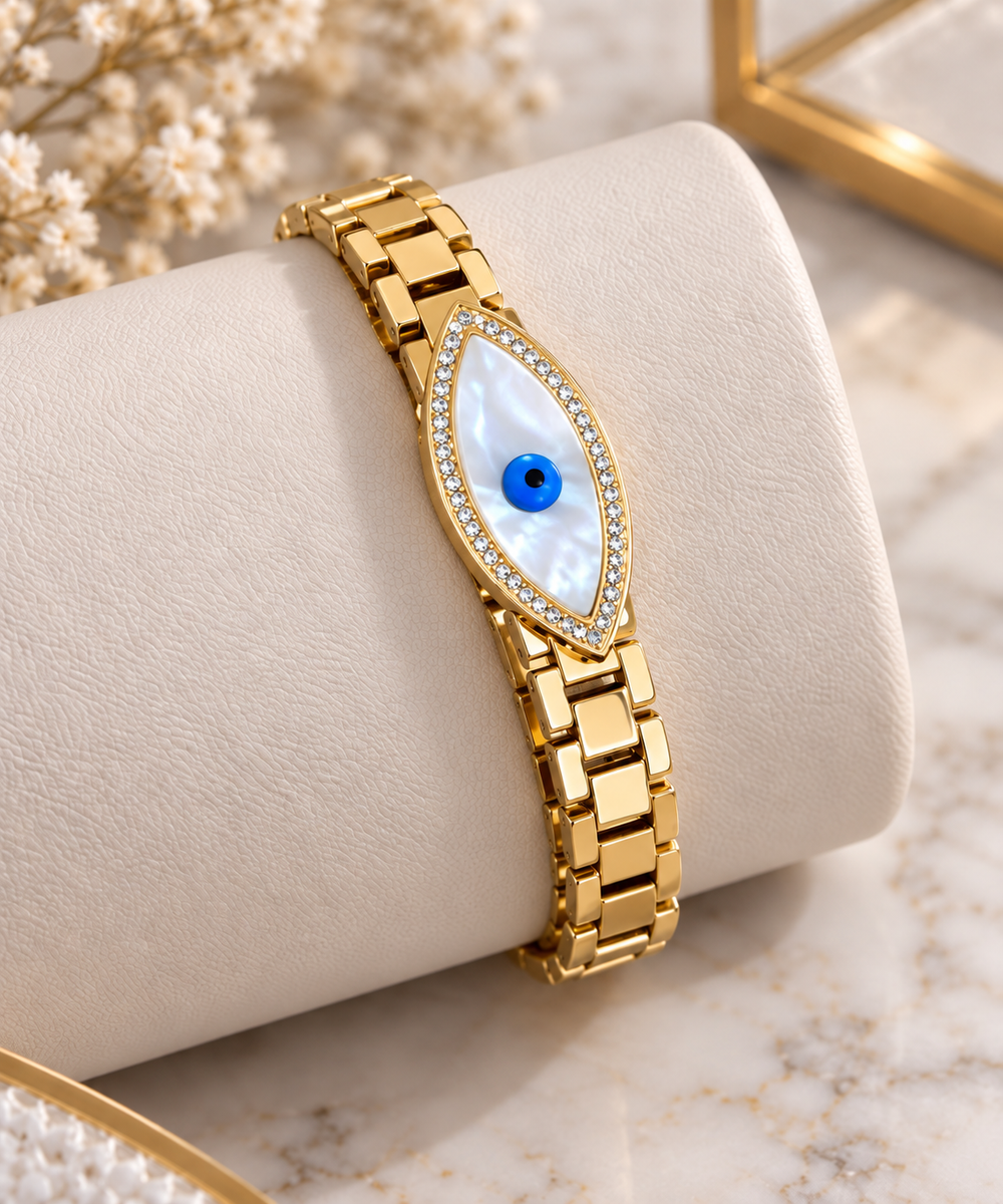 Gold-Tone Stainless Steel Eye Bracelet
