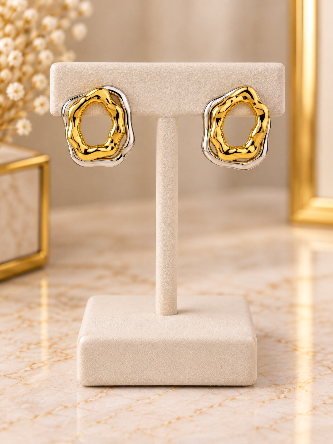 Asymmetrical Double-Layered Hoop Earrings