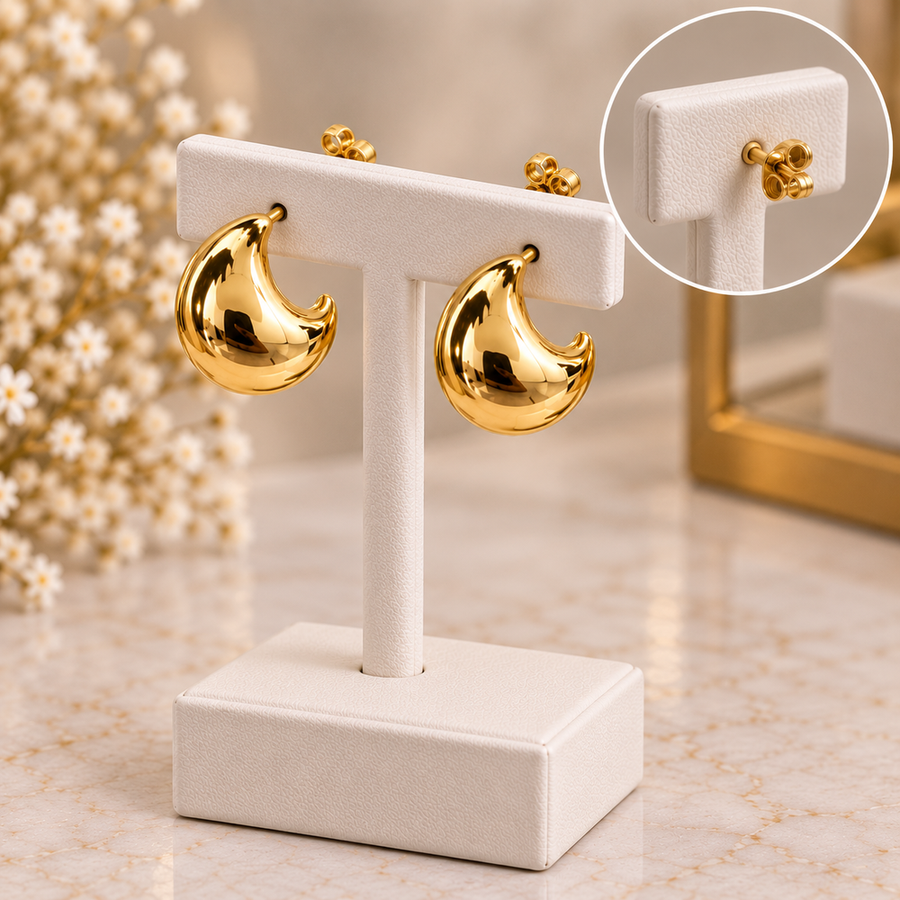 Chunky Metallic Waterdrop Hoop Earrings