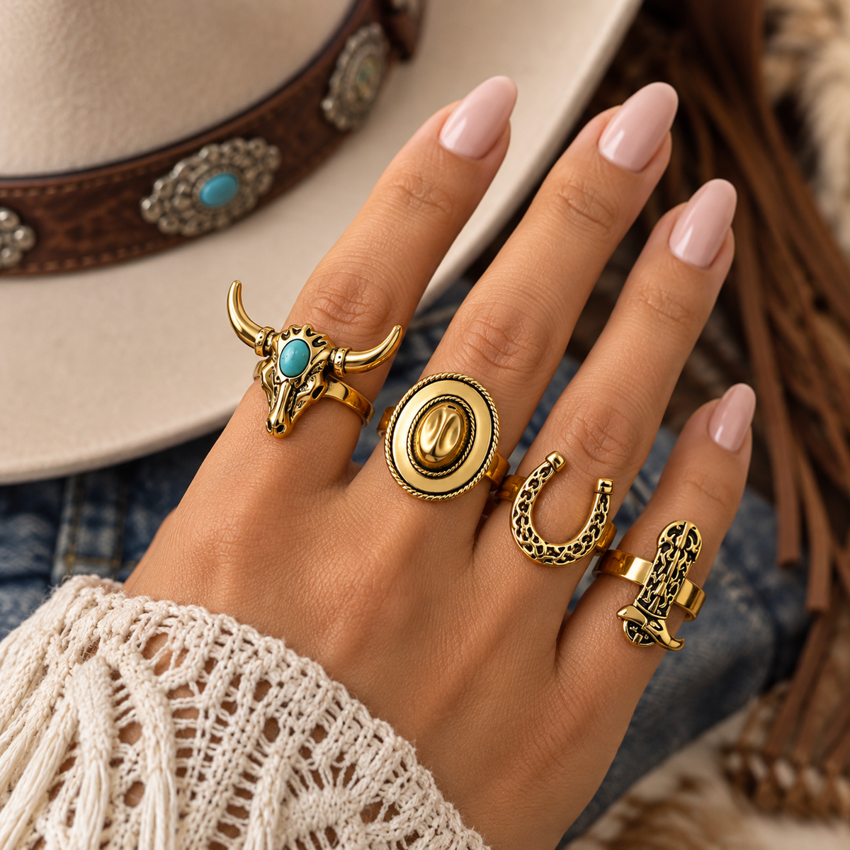 Cowboy Style Ring Set