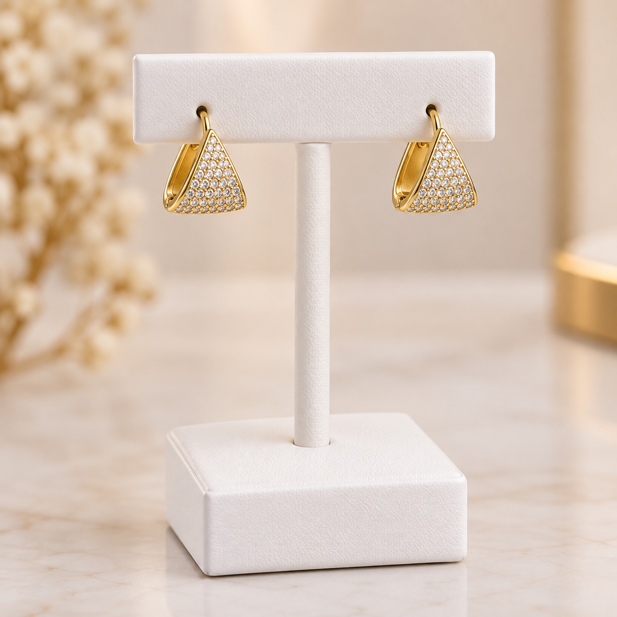 Triangle Shaped Gold Plated Earrings