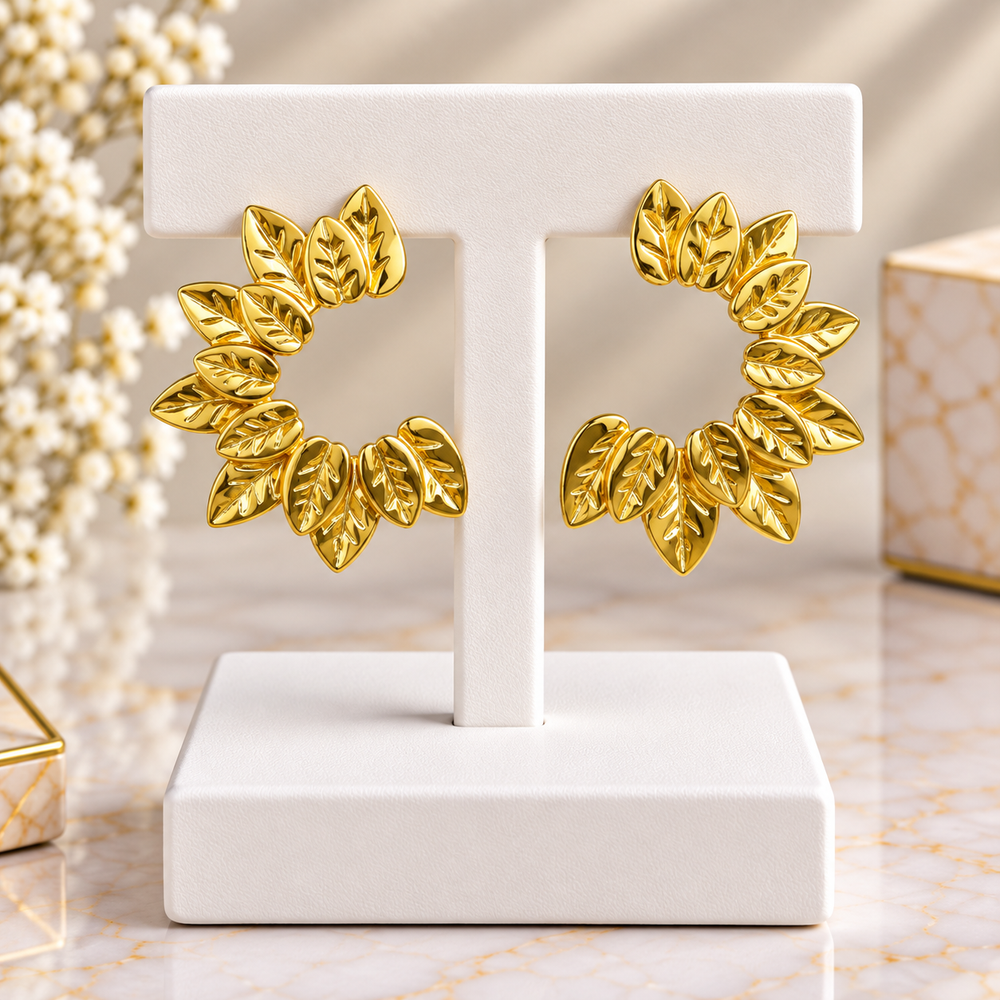 Stainless Steel Gold-Plated Asymmetrical Geometric Earrings