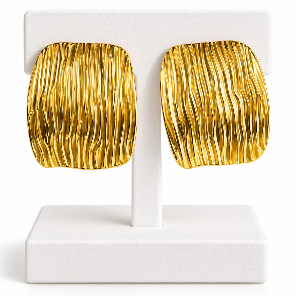Stainless Steel Gold-Plated Asymmetrical Geometric Earrings