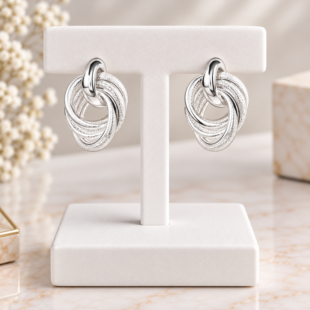European & American Style Cool Twisted Creased Texture Clip On Earrings