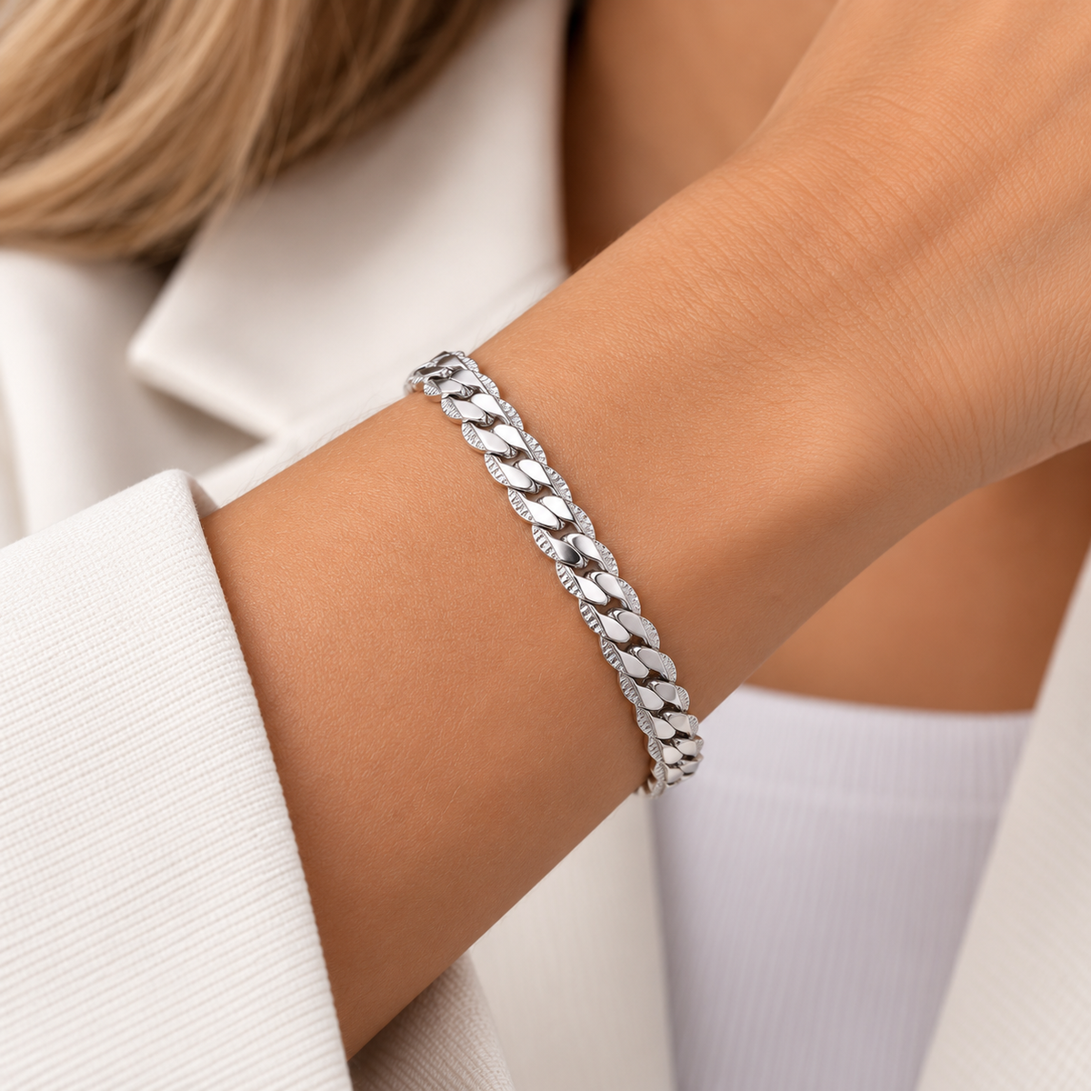 Flat Cuban Curb Chain Bracelet