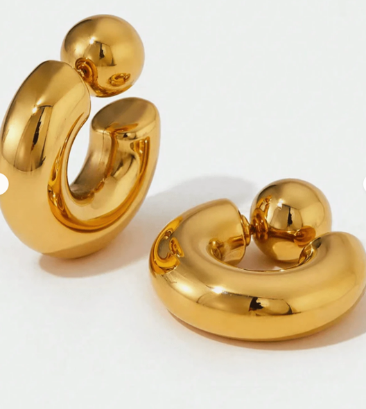 Bohemian Baroque Style Medium C Shaped Hypoallergenic Stud Earrings