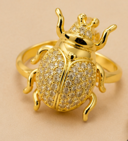 Zirconia Scarab Beetle Adjustable Ring