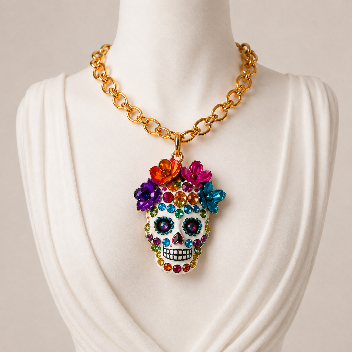 Flower Skull Necklace