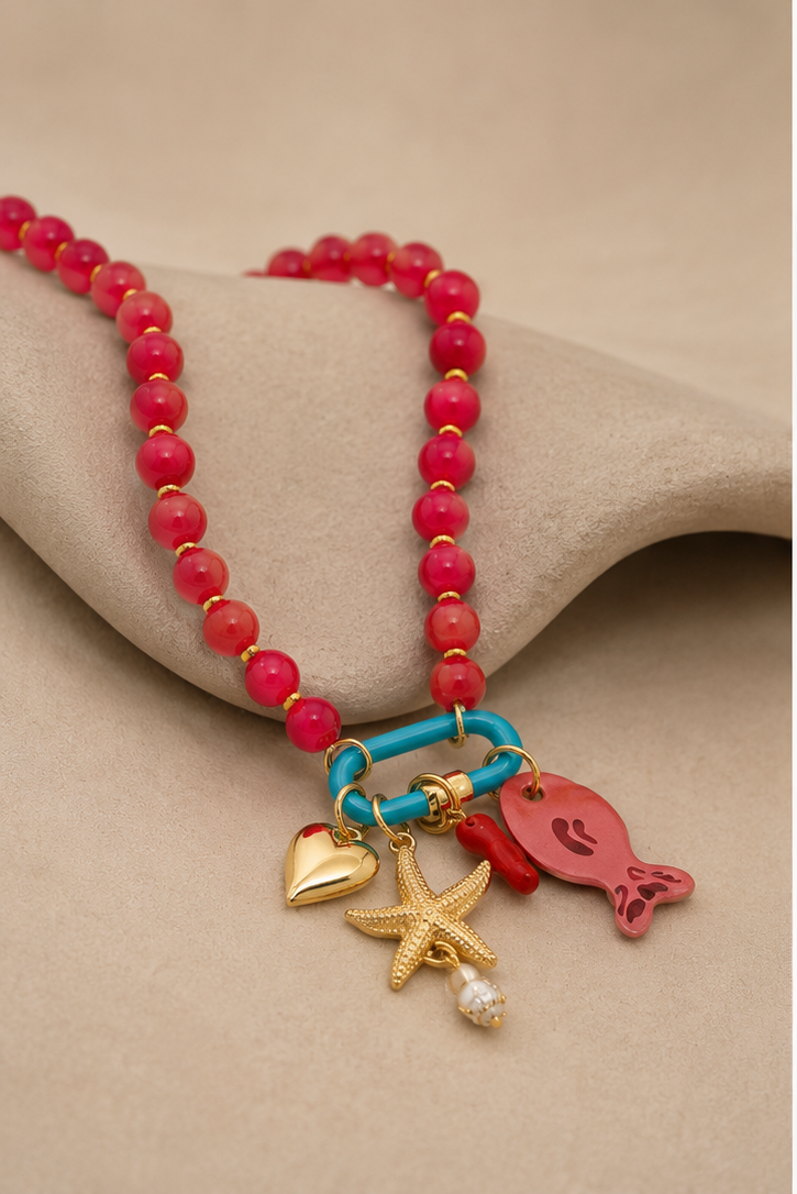 Starfish Gold-Plated Resin Beaded Water Resistant Necklace