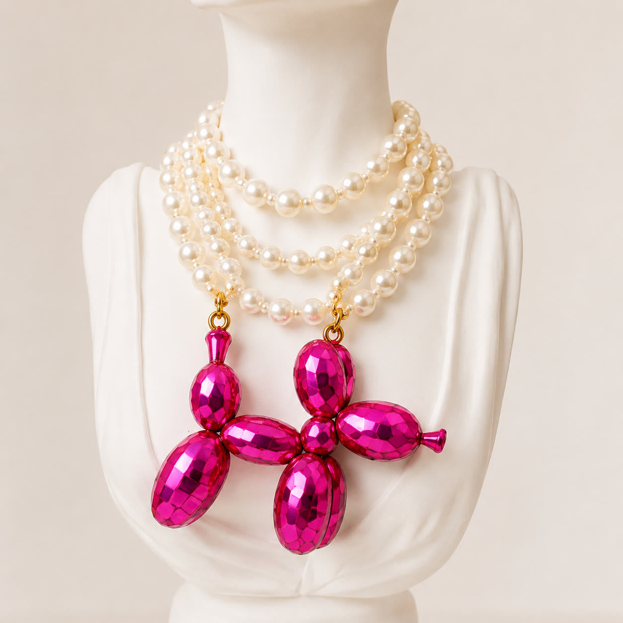 Pink balloon dog necklace